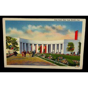 Rose Court New York Worlds Fair Postcard 1939 Linen Posted